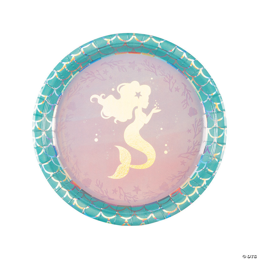 Mermaid Sparkle Iridescent Paper Dinner Plates - 8 Ct. Image