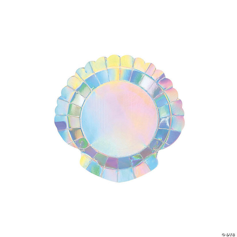 Mermaid Sparkle Iridescent Shell Paper Dessert Plates - 8 Ct. Image