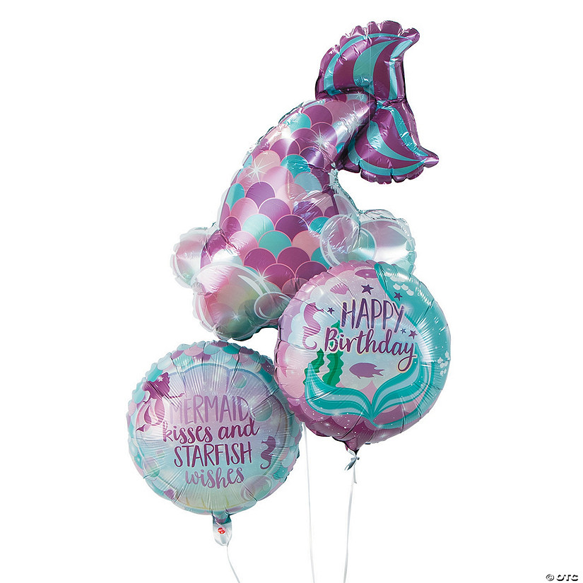 Mermaid Sparkle Tail 20" - 21 1/2" Mylar Balloons - 3 Pc. Image