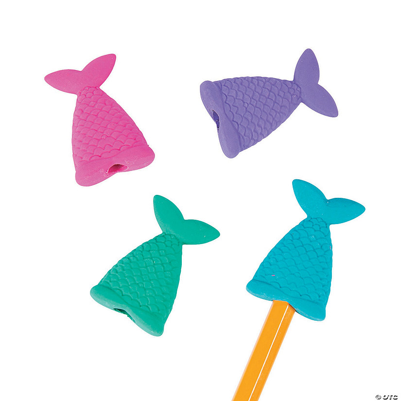 Mermaid Tail Pencil Top Erasers - 24 Pc. Image