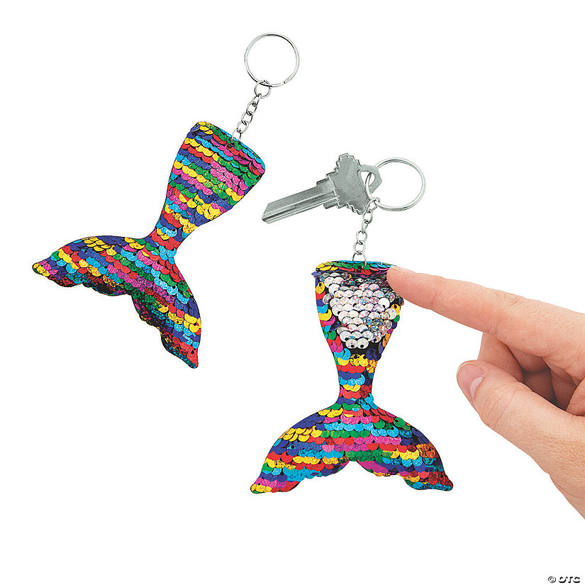 Mermaid Tail Reversible Sequin Keychains - 12 Pc. Image