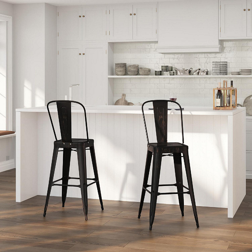 Merrick Lane 30" Aged Black Metal Stool Image