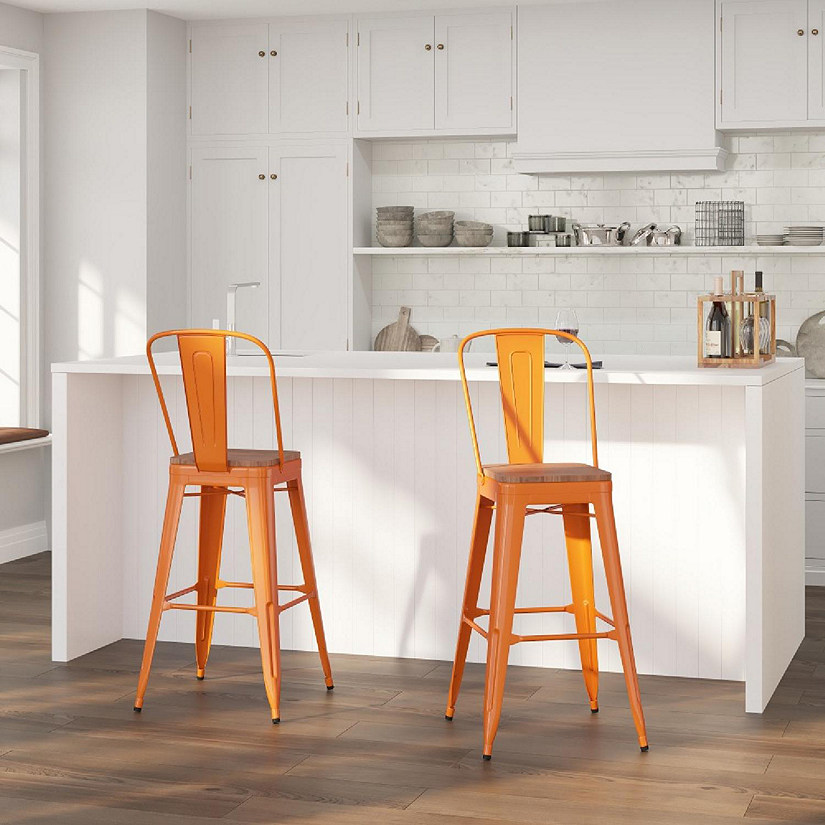 Merrick Lane 30" Orange Metal Stool Image