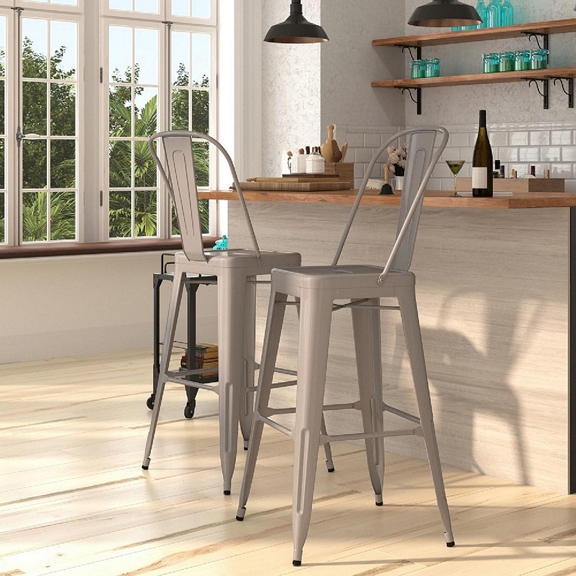 Merrick Lane 30" Silver Metal Stool Image