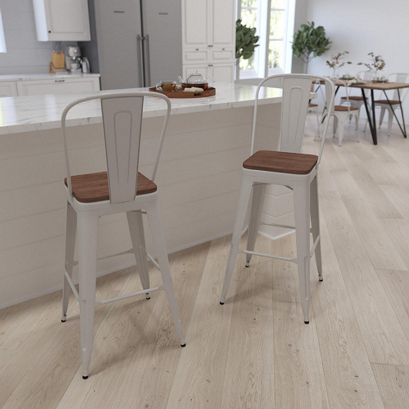 Merrick Lane 30" White Counter Bar Stool Image