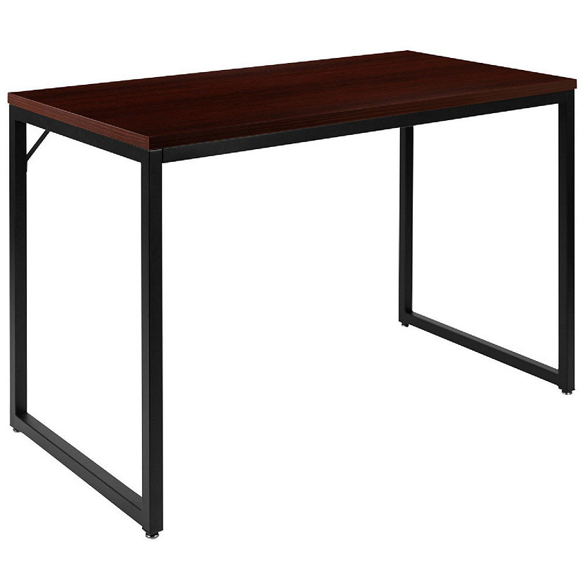 Merrick Lane Berlin Computer Desk Red Mahogany Wood Grain Finish