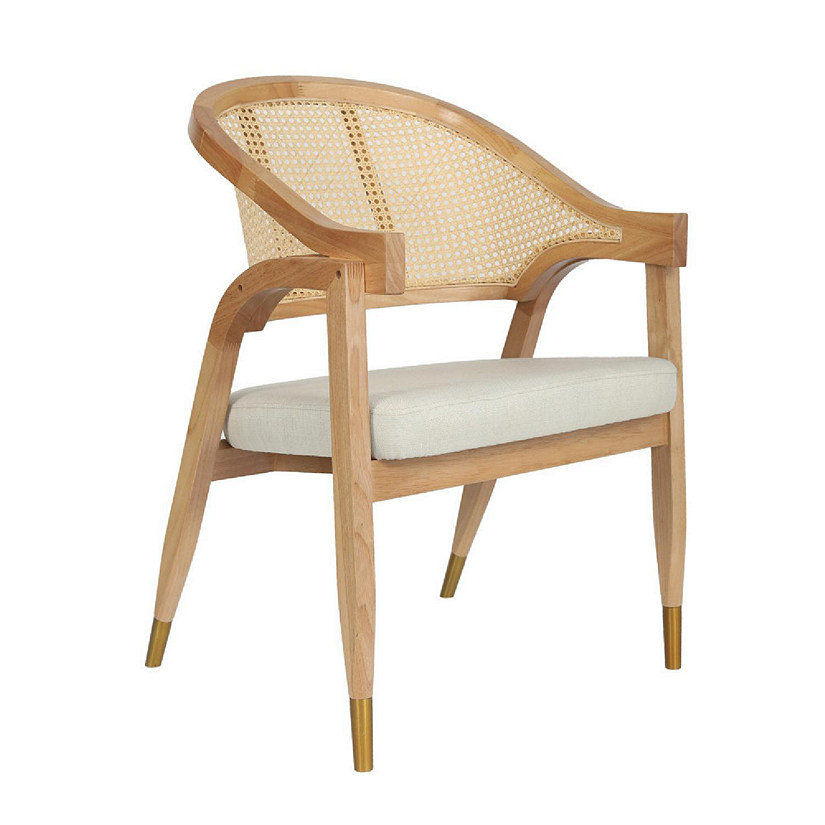 Merrick Lane Bronson Cane Rattan Dining and Accent Chair, Solid Wood Frame, Versatile Seating Solution, Natural Image