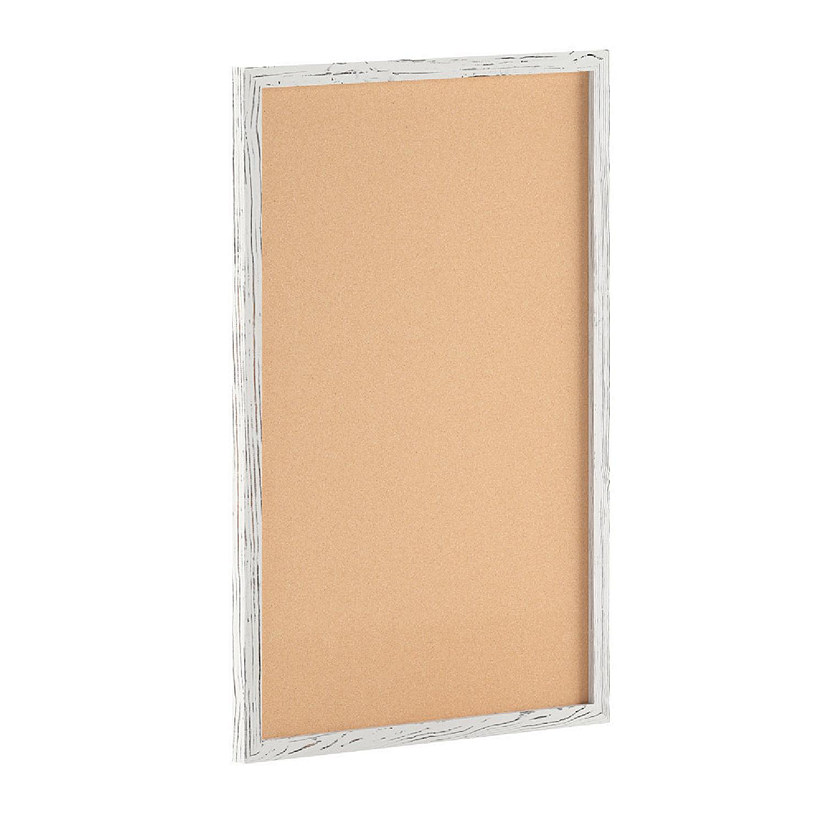 Merrick Lane Cristal Rustic Wall-Mounted Cork Board, Solid Wood Frame,  Harmonizes with any Home Decor, 24x36, Whitewashed Oriental Trading