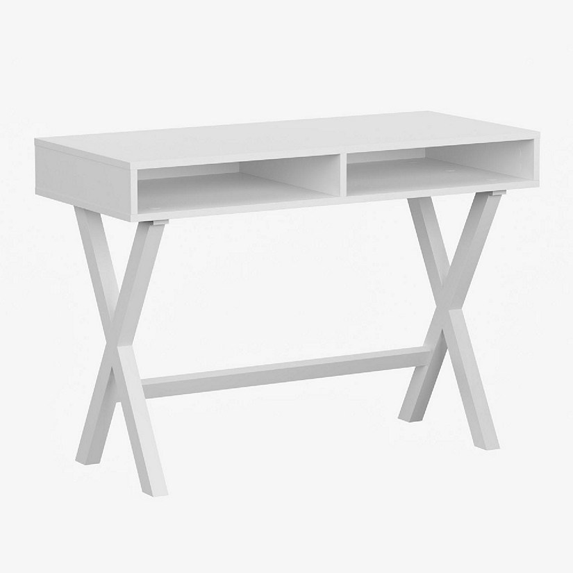 Merrick Lane Davisburg 42" Home Office Writing Desk with Open Front Storage Compartments in White Image