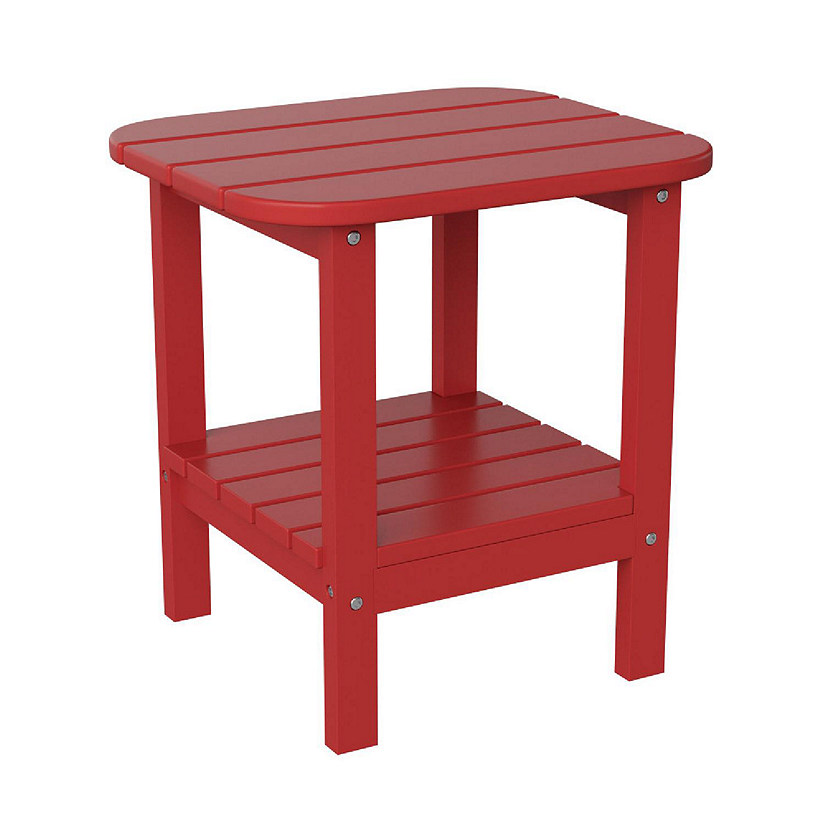 Merrick Lane Nassau 2-Tier Adirondack Side Table, All-Weather HDPE Indoor/Outdoor Accent Table, Red Image