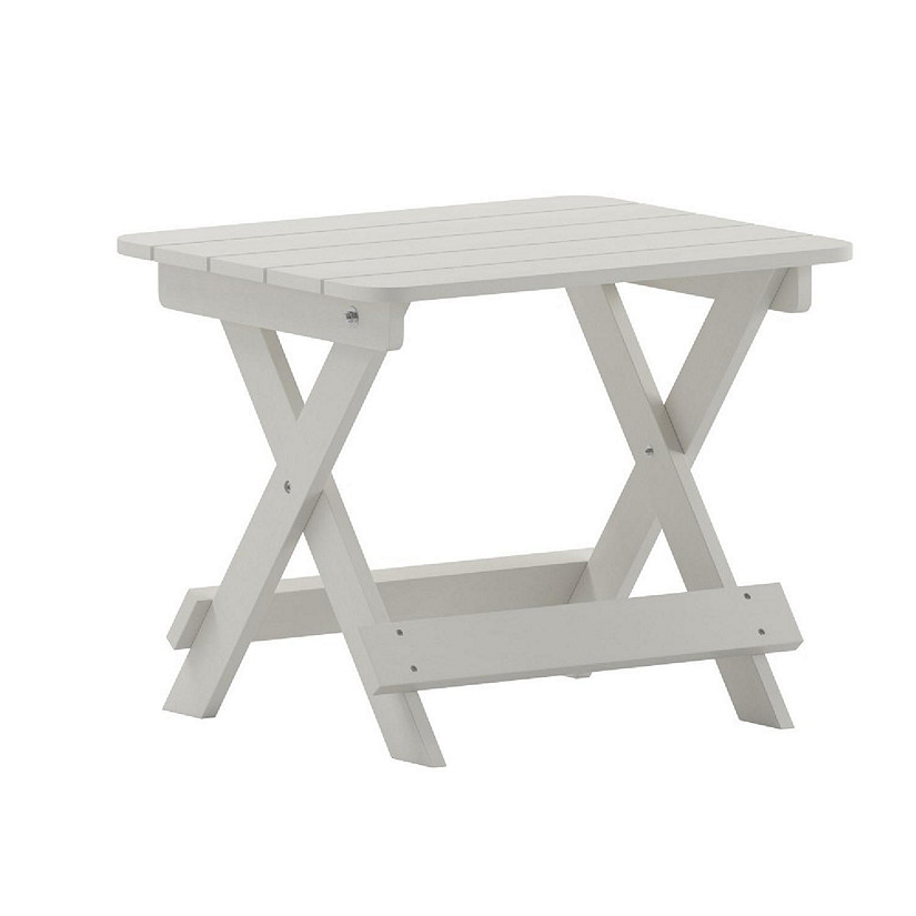 Merrick Lane Ridley Outdoor Folding Side Table, Portable All-Weather HDPE Adirondack Side Table, White Image