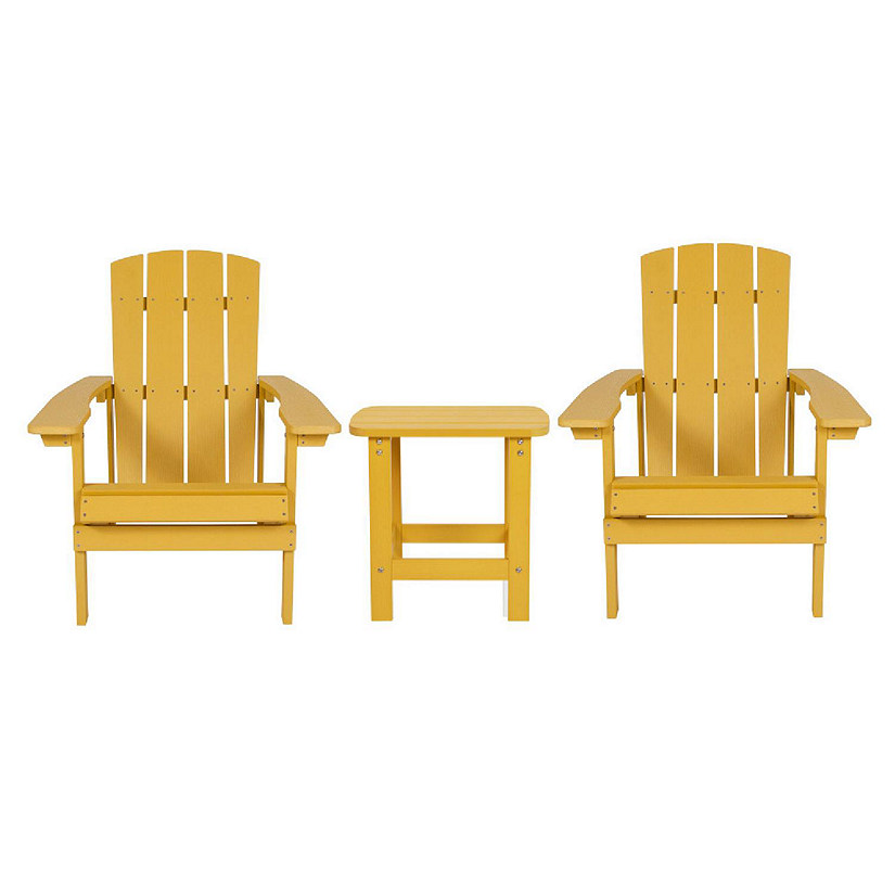 Merrick Lane Riviera Adirondack Patio Chairs And Table - Yellow Indoor/Outdoor Table & Chairs - Adirondack Chairs And Table Set Image