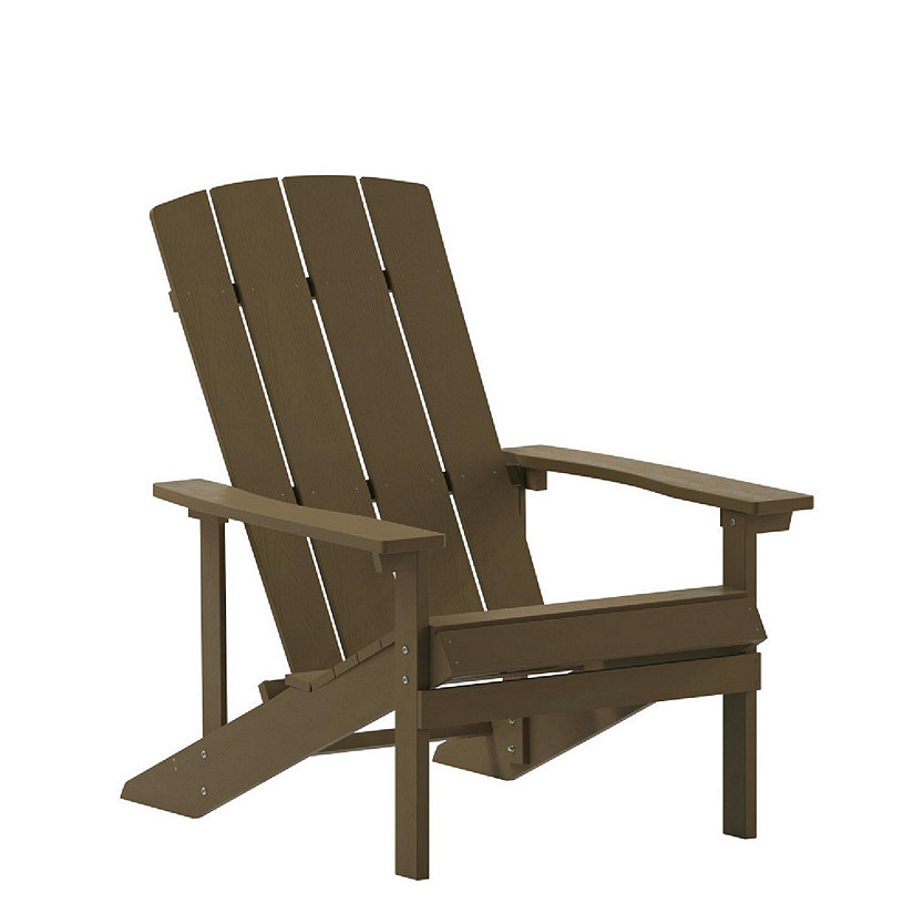 Merrick Lane Riviera Adirondack Patio Chairs - Mahogany Weather Resistant Vertical Back & Wide Arms - Slanted Seat Image