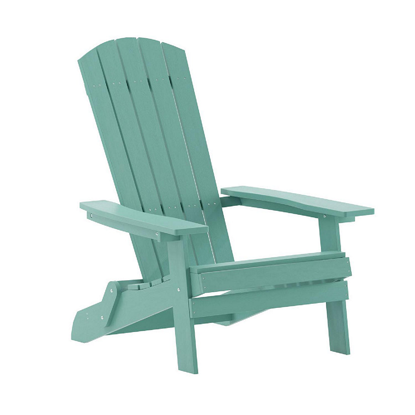 Merrick Lane Riviera Poly Resin Folding Adirondack Lounge Chair - Sea Foam - Indoor/Outdoor - Weather Resistant Image