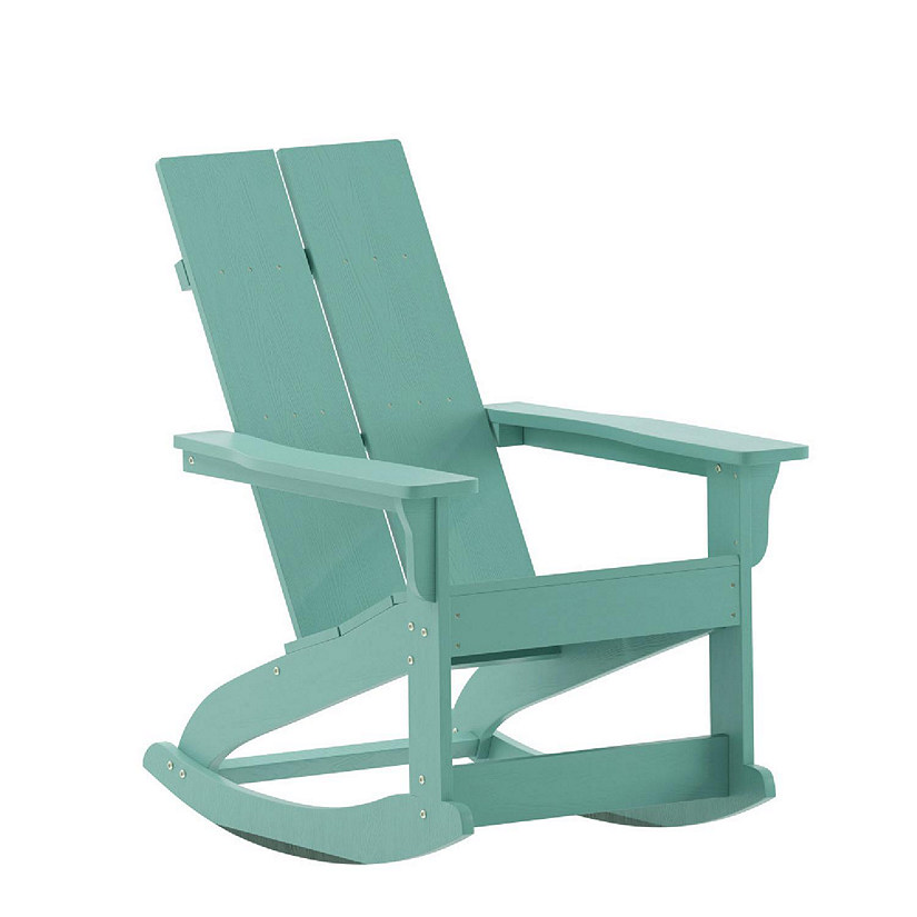 Merrick Lane Wellington Adirondack Rocking Chair - Sea Foam Polyresin - All-Weather - UV Treated - For Indoor and Outdoor Use Image