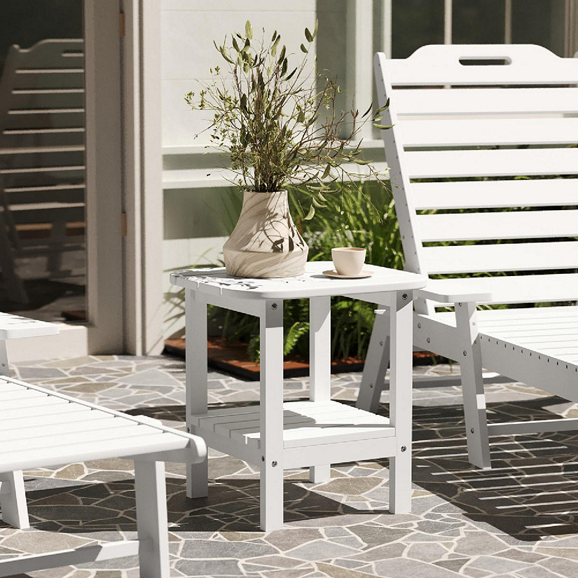 Merrick Lane White 2 Tier Patio Side Table Image