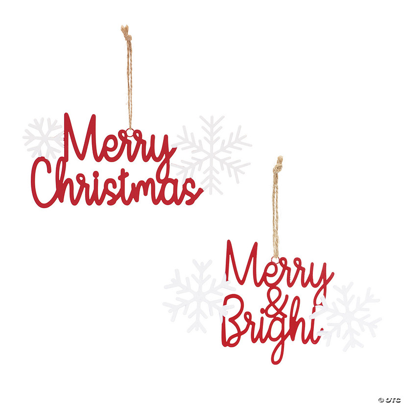 Merry & Bright And Merry Christmas Ornament (Set Of 12) 8"L X 3.75"H Metal Image