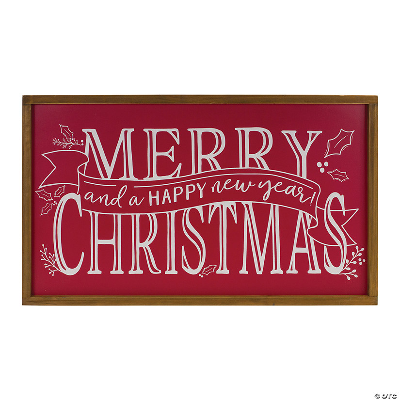 Merry Christmas And Happy New Year Sign 23.75"L X 14"H Mdf/Wood Image