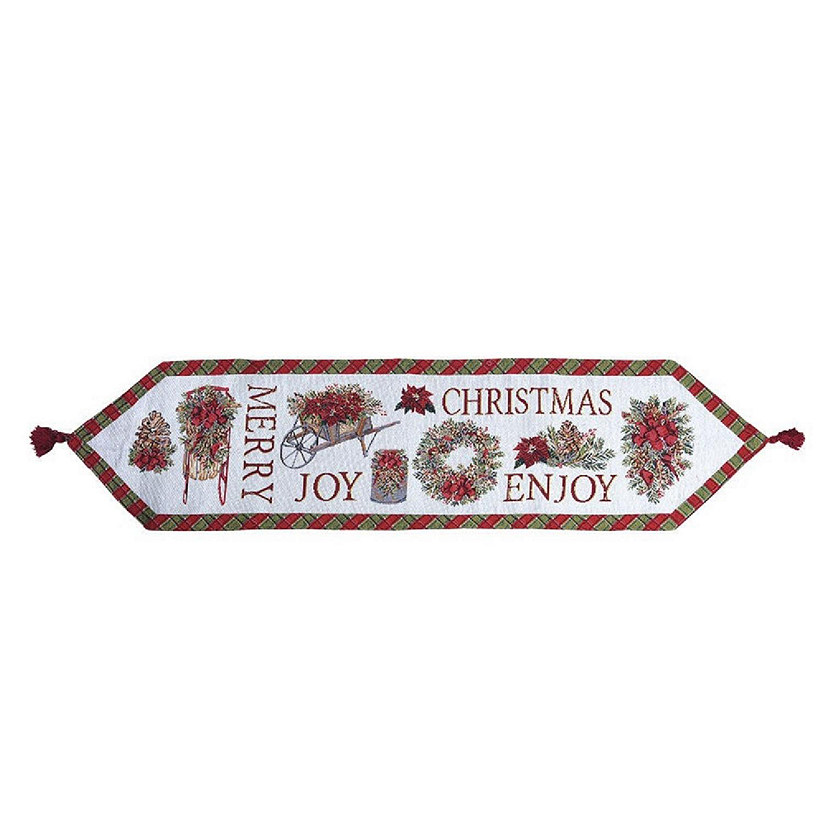 Merry Christmas Joy Enjoy Woven Table Runner 13 x 54 Inches Image