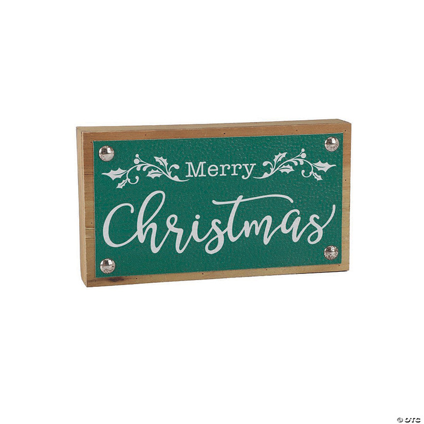 Merry Christmas Sign (Set Of 2) 7"L X 4"H Mdf/FauProper Leather Image