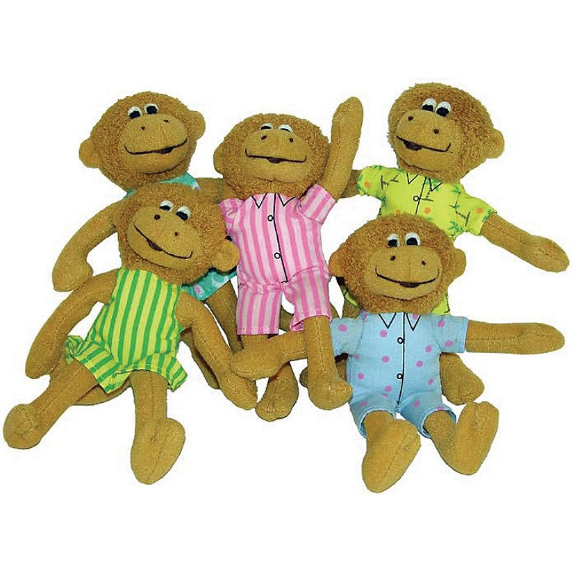 MerryMakers - FIVE LITTLE MONKEYS 5" Multi-Colored Plush Finger Puppet Playset Image