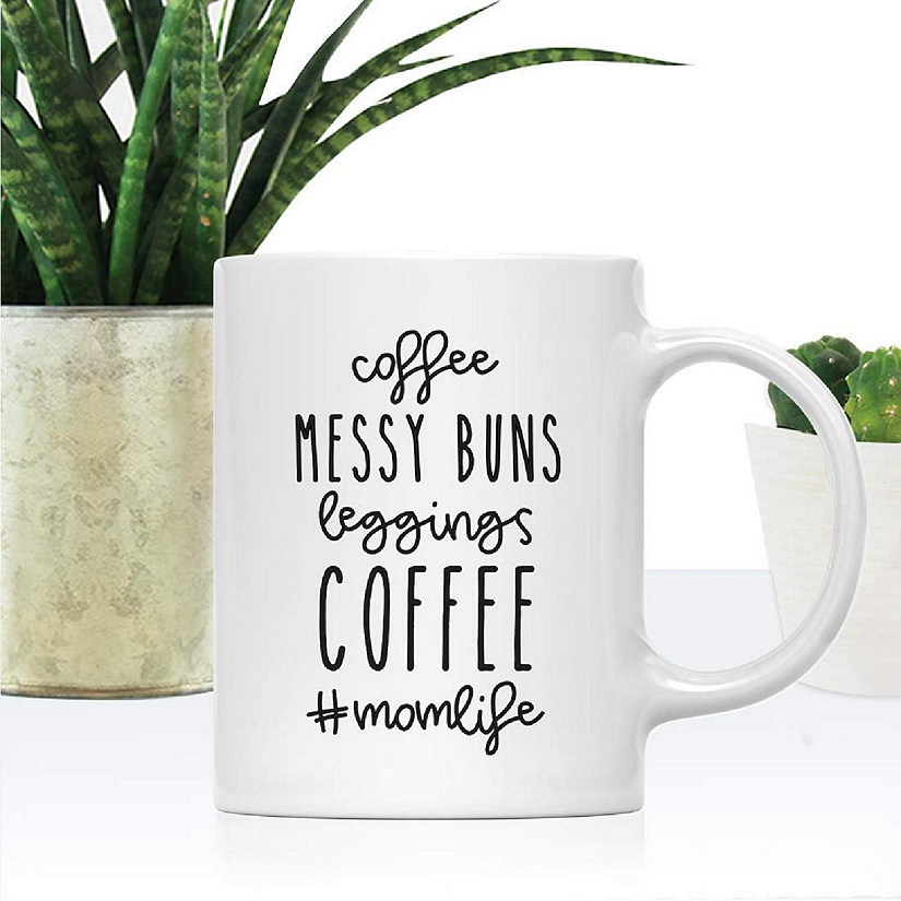 Messy Bun Leggings #MomLife Ceramic Mug Image