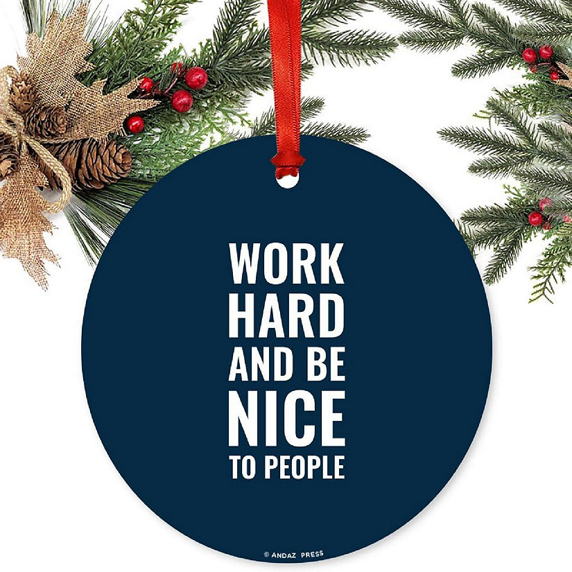 Metal Christmas Ornament Work Hard Image