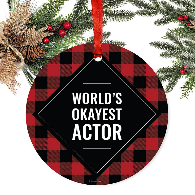 Metal Ornament Actor Red Black Plaid Image
