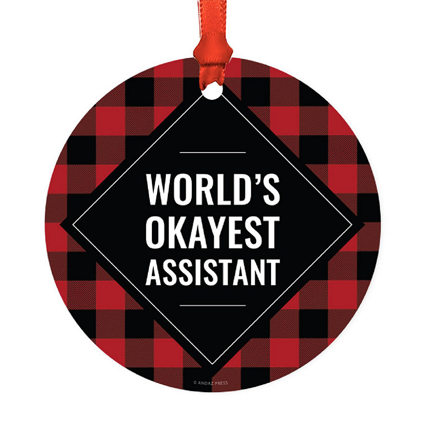 Metal Ornament Assistant Red Black Plaid Image