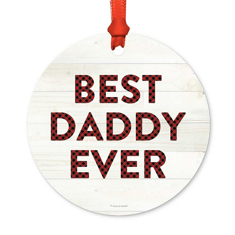 Metal Ornament Best Daddy Ever Red Plaid Image