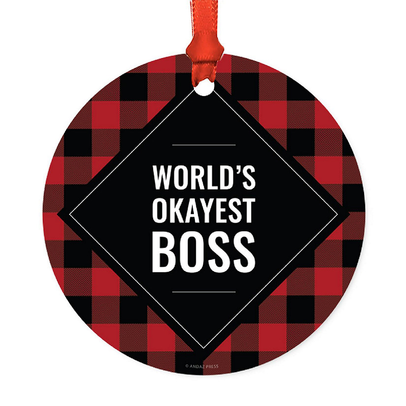 Metal Ornament Boss Red Black Plaid Image