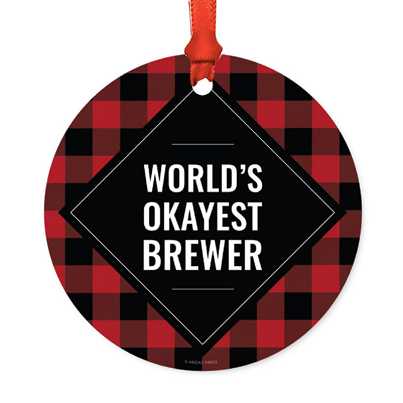 Metal Ornament Brewer Red Black Plaid Image