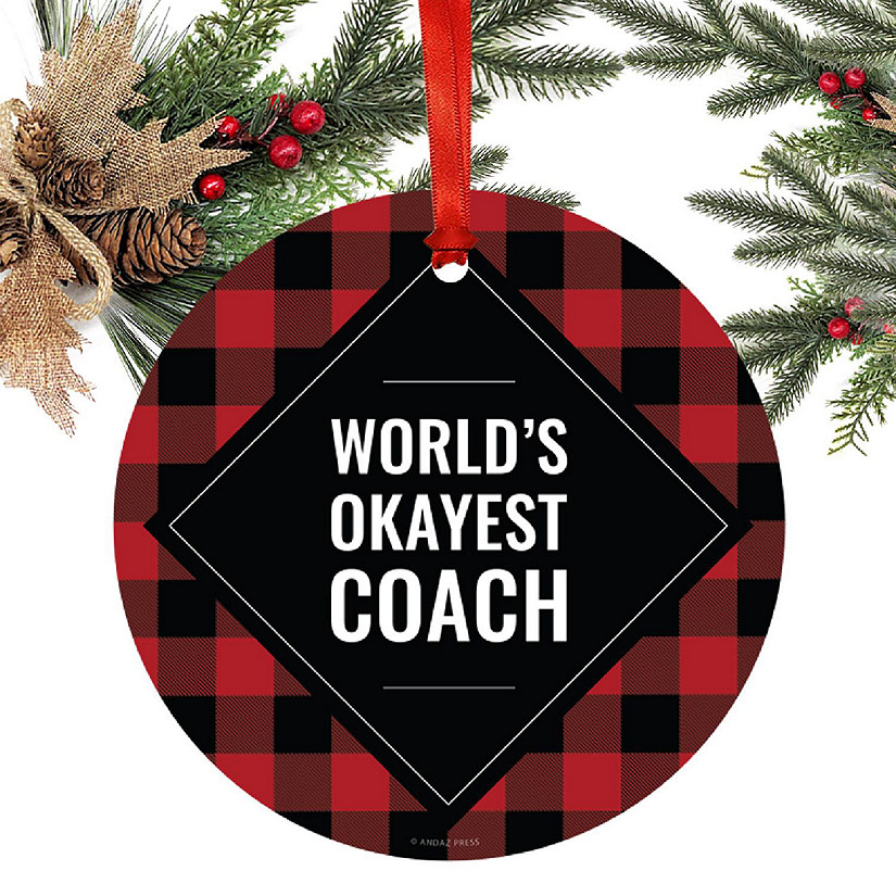 Metal Ornament Coach Red Black Plaid Image