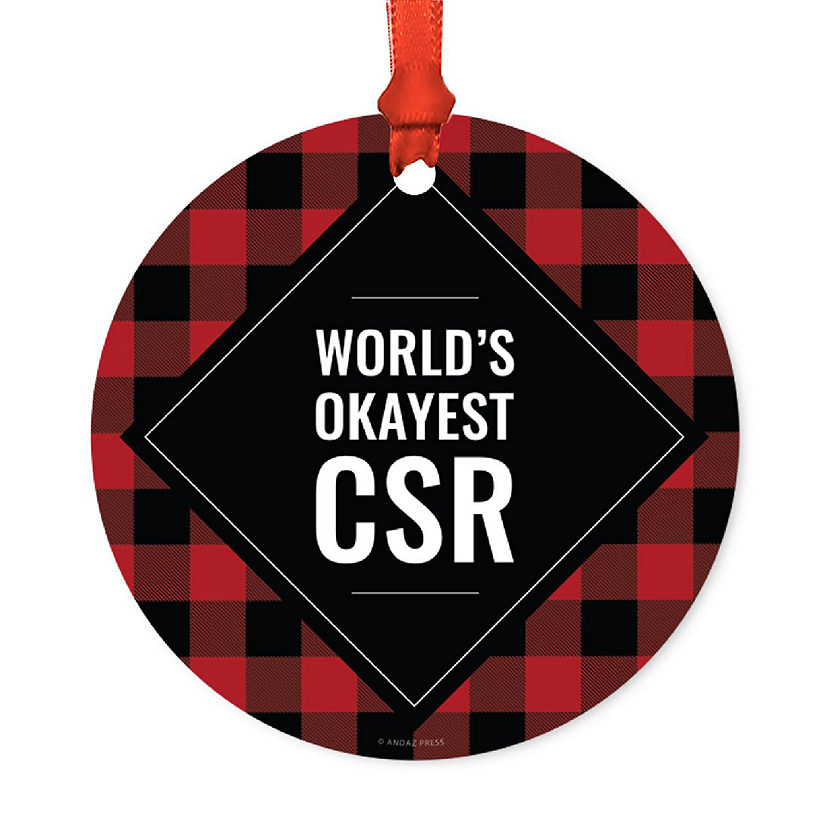 Metal Ornament CSR Red Black Plaid Image