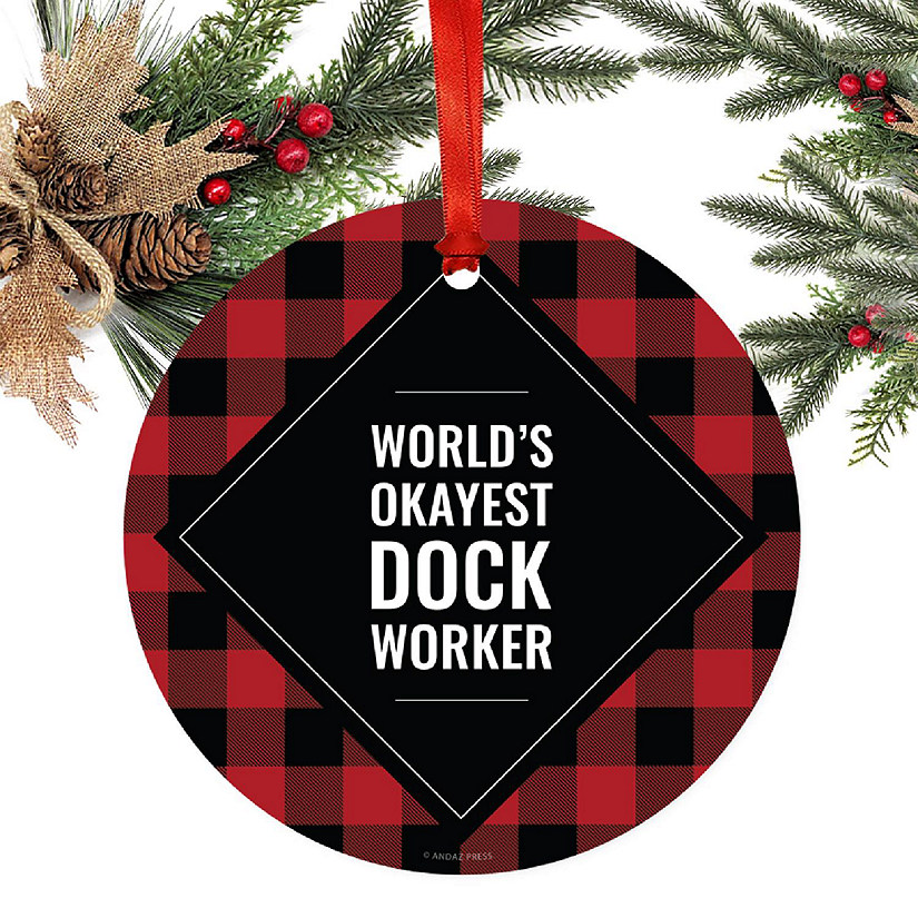 Metal Ornament Dock Worker Black Plaid Image
