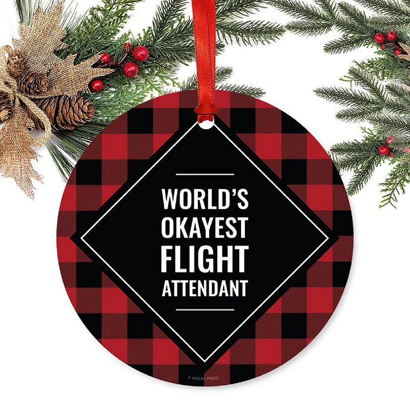 Metal Ornament Flight Attendant Plaid Image