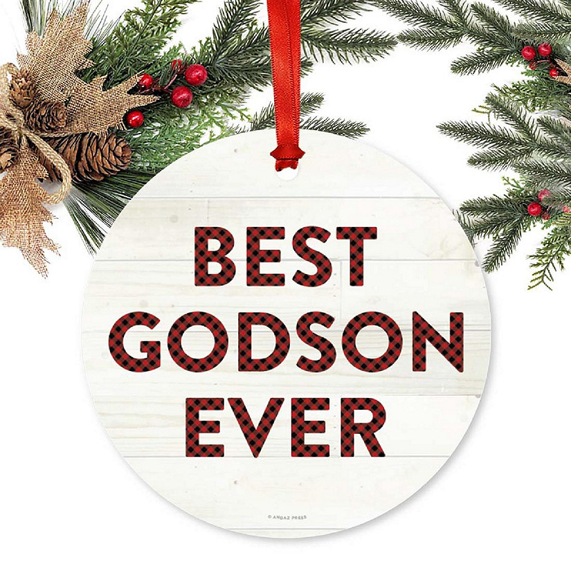 Metal Ornament Godson Ever Red Plaid Image