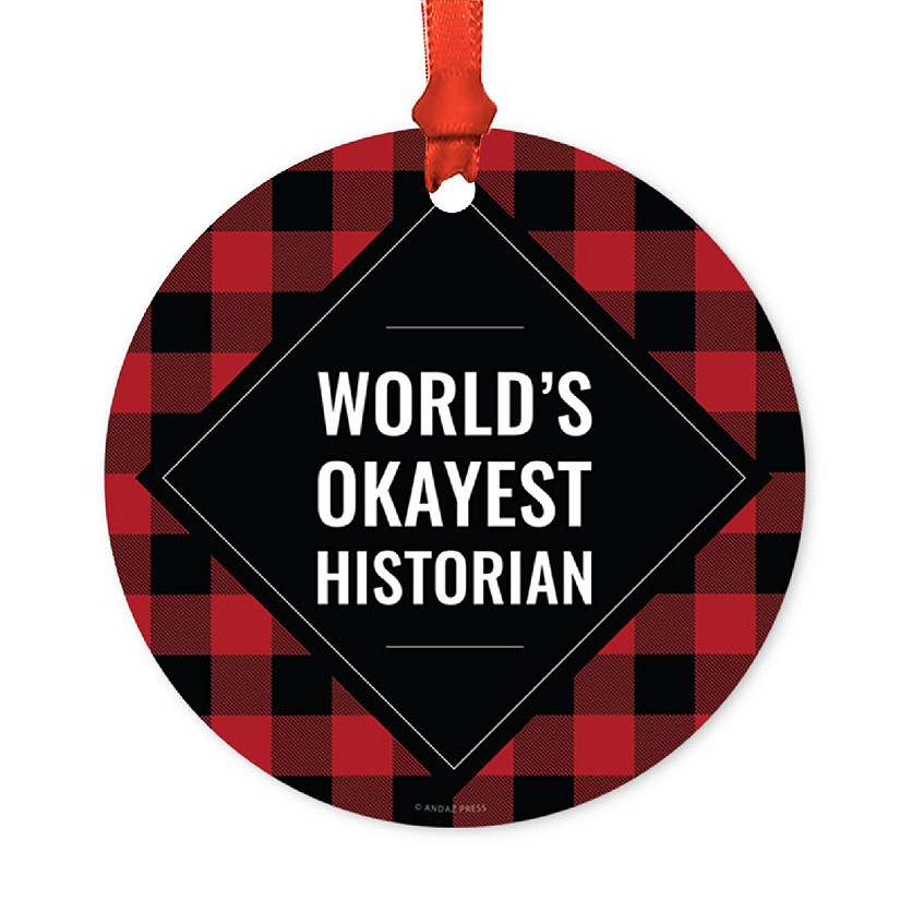 Metal Ornament Historian Red Black Plaid Image