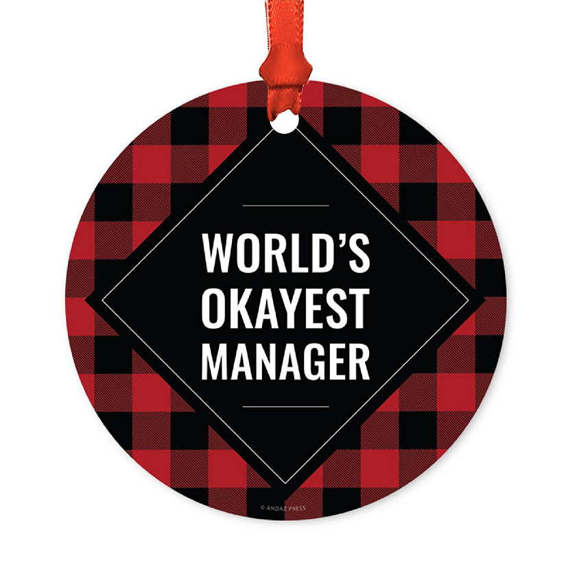 Metal Ornament Manager Red Black Plaid Image