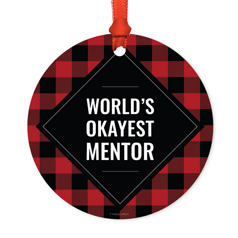 Metal Ornament Mentor Red Black Plaid Image