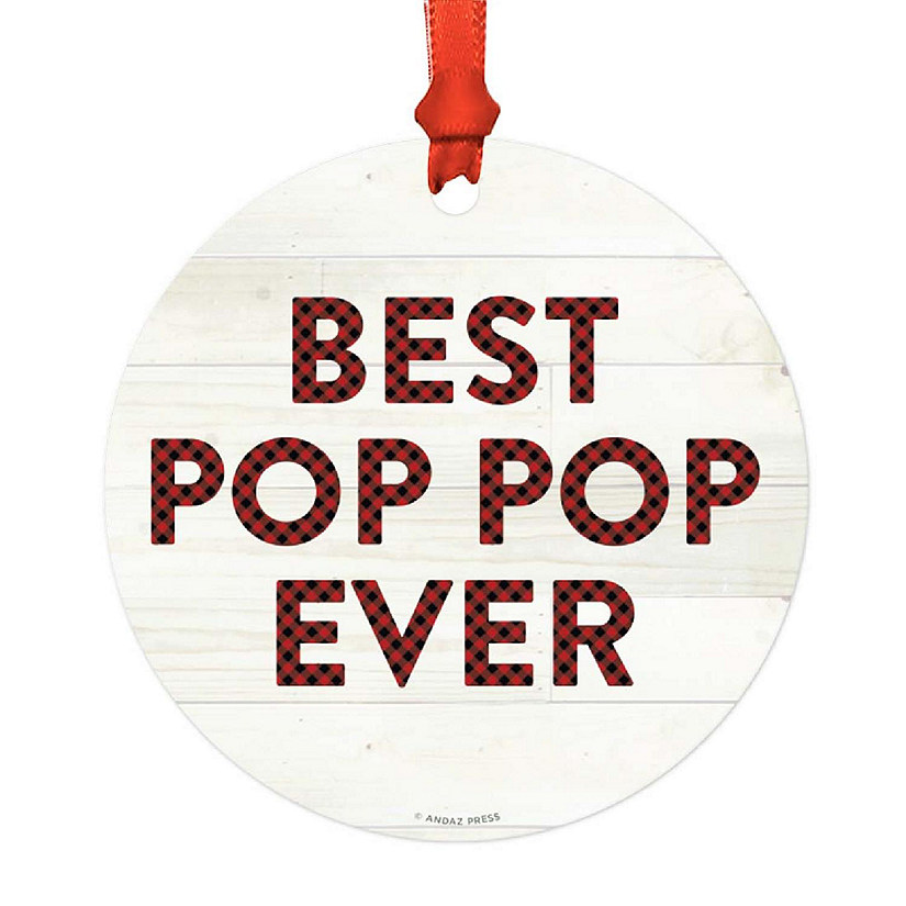 Metal Ornament  Pop Pop Ever Red Plaid Image