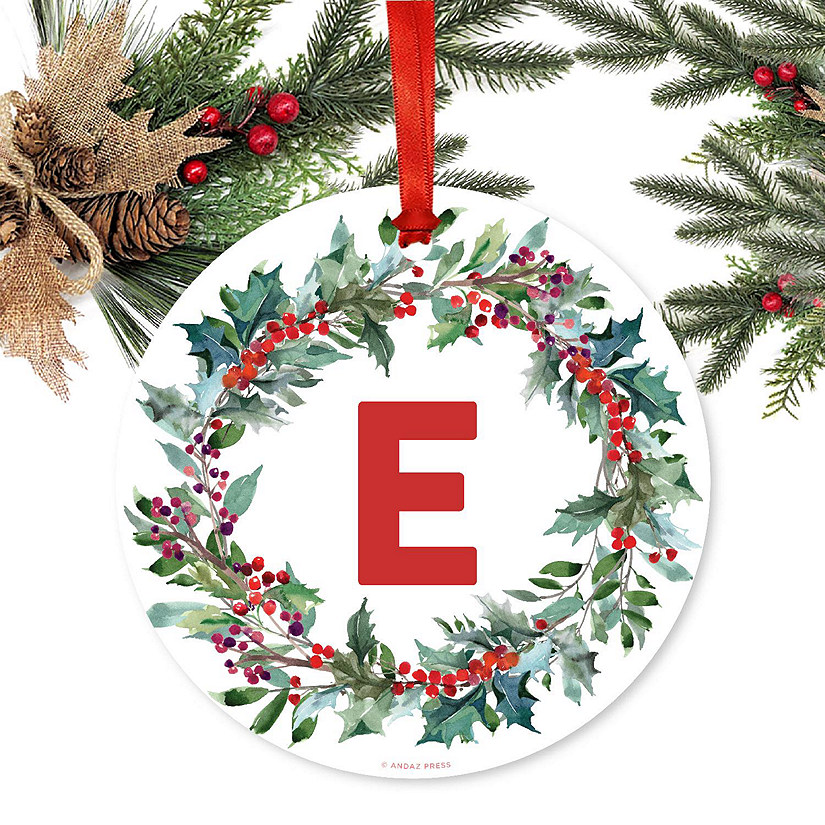 Metal Ornament Red Green Wreath E Image