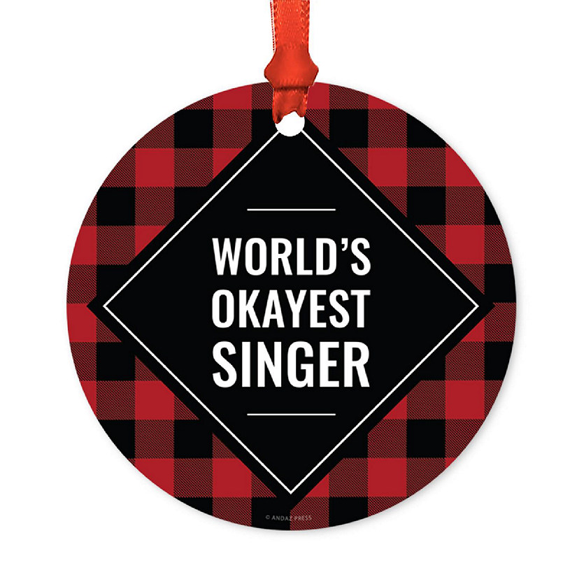 Metal Ornament Singer Red Black Plaid Image