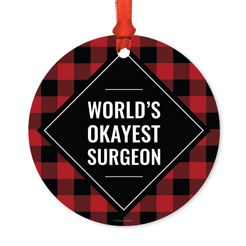 Metal Ornament Surgeon Red Black Plaid Image
