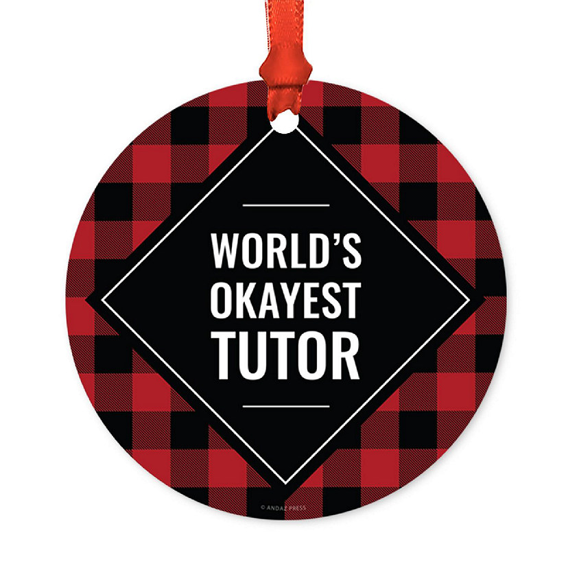 Metal Ornament Tutor Red Black Plaid Image