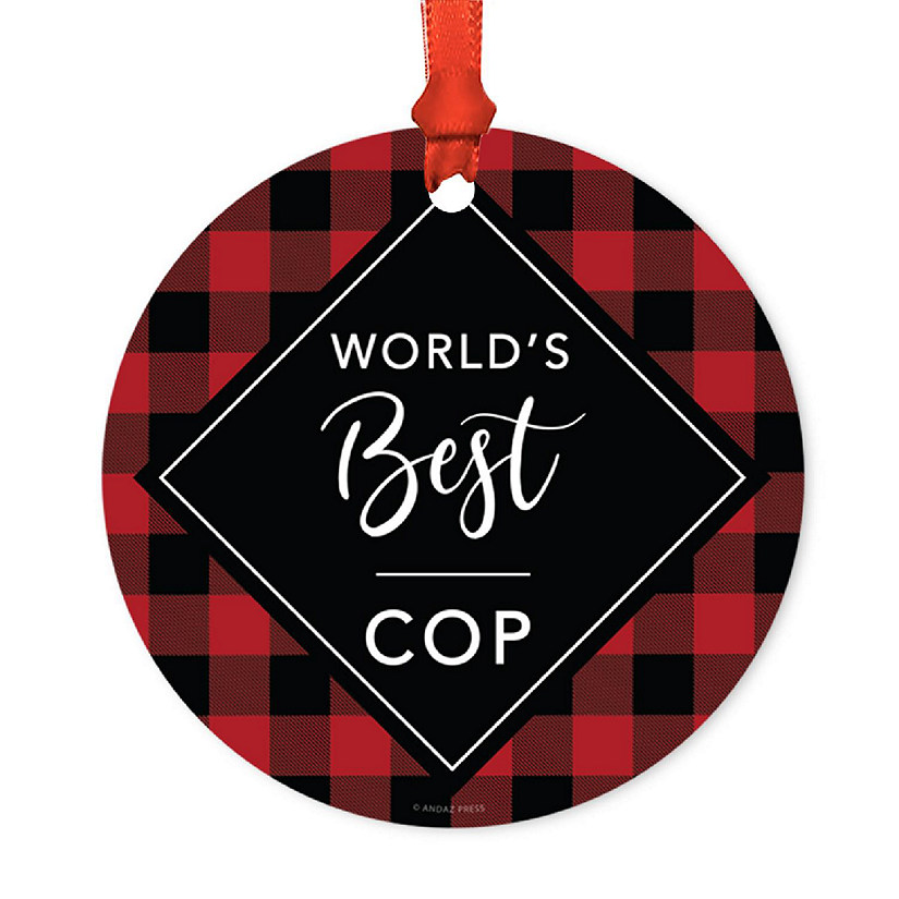 Metal Ornament World's Best Cop Image