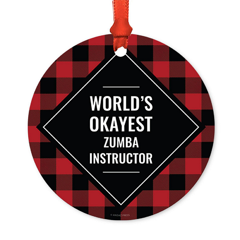 Metal Ornament Zumba Instructor Plaid Image