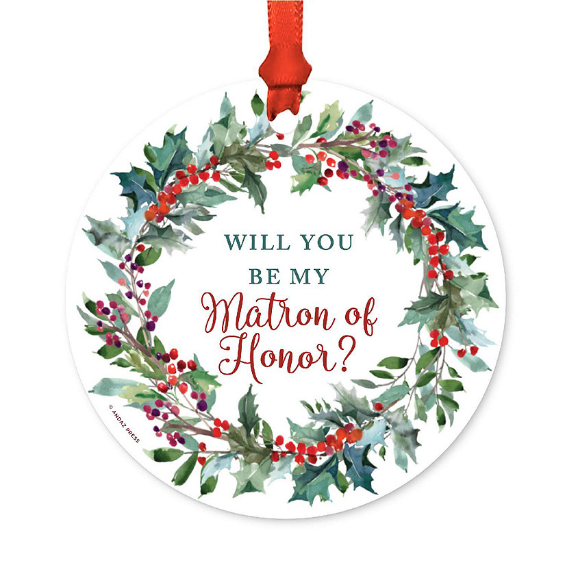 Metal Red Wreath Matron Ornament Image