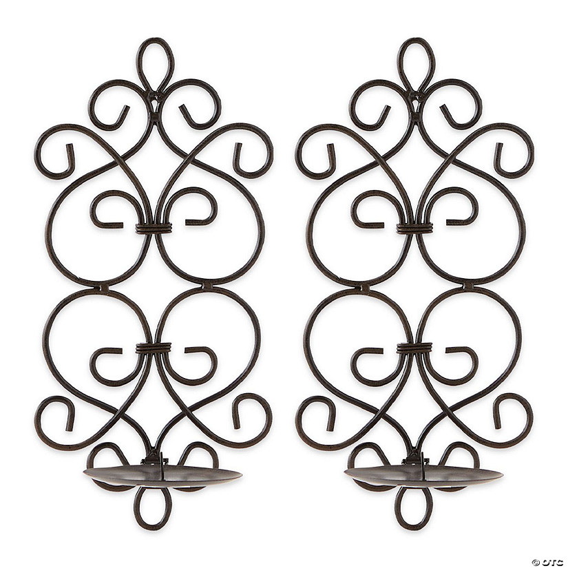 Metal Scrollwork Candle Wall Sconces 13.12" Tall Image