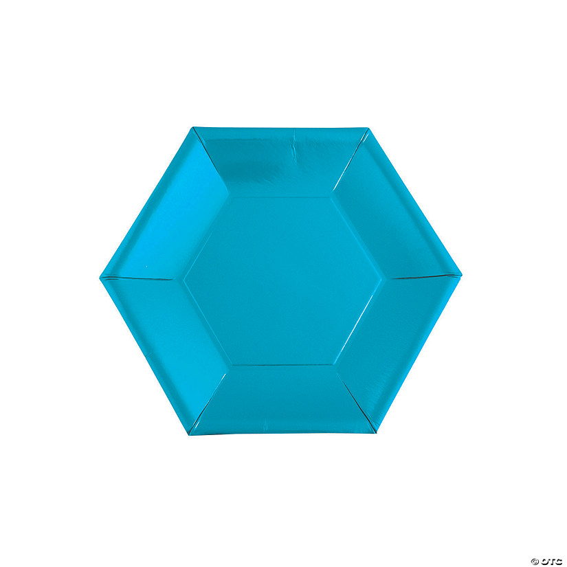 Metallic Blue Hexagon Paper Dessert Plates - 24 Ct. Image